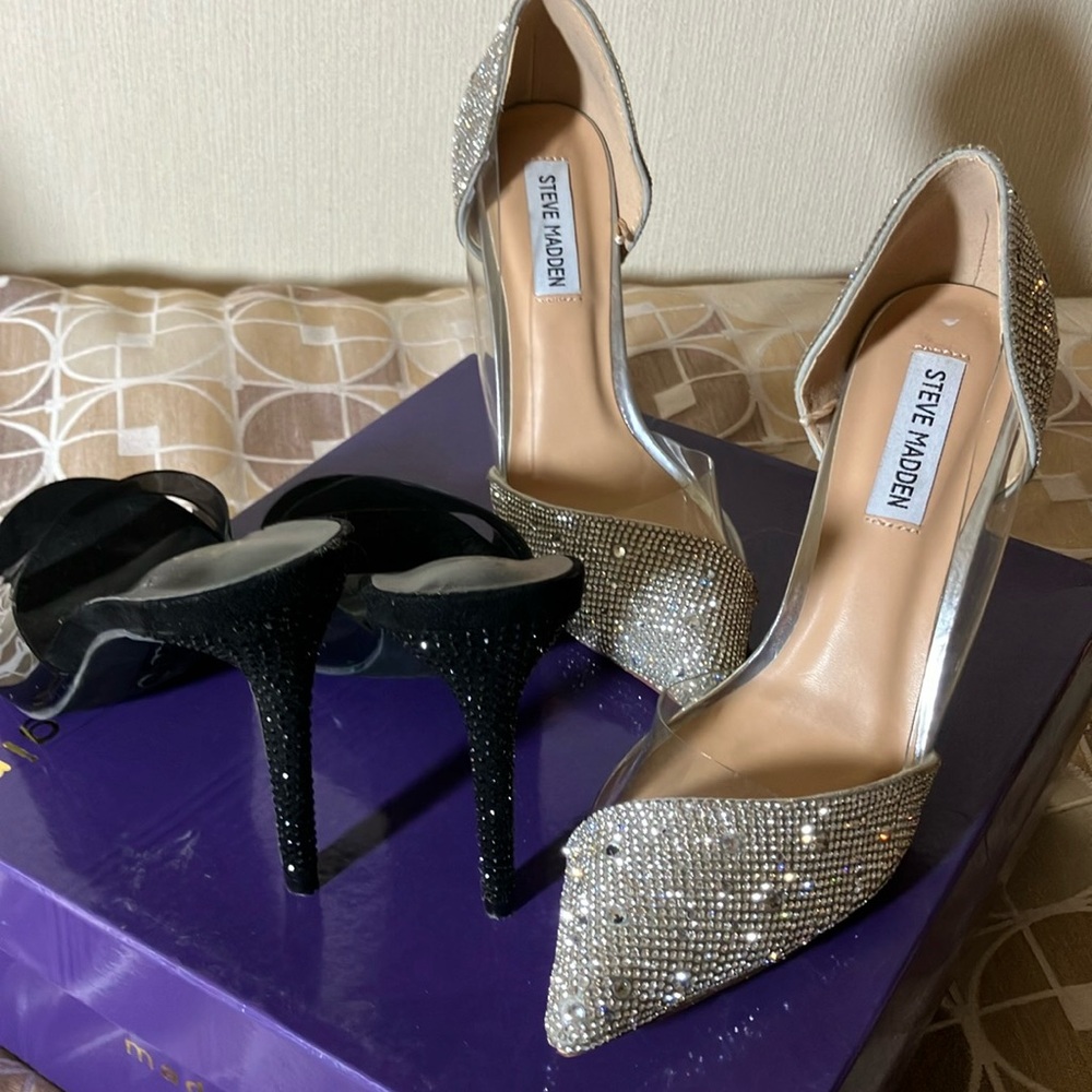 2 pairs of dressy rhinestone heels